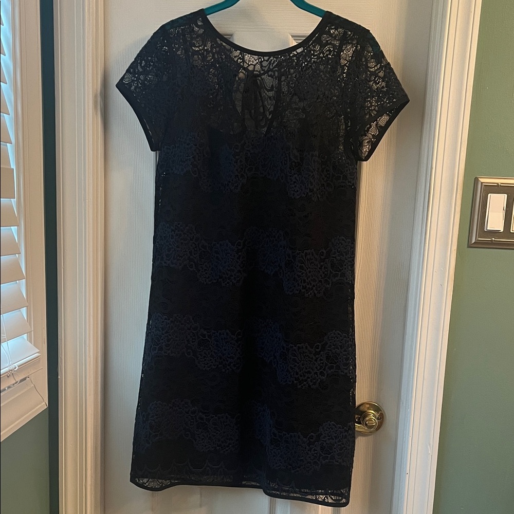 LOFT Black Lace Mini Dress